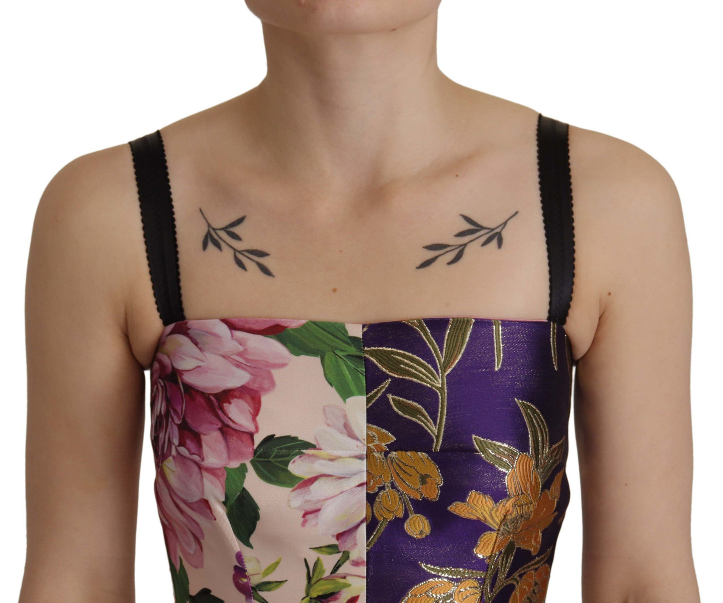 Dress Midi Patchwork Floral Jaquard Silk