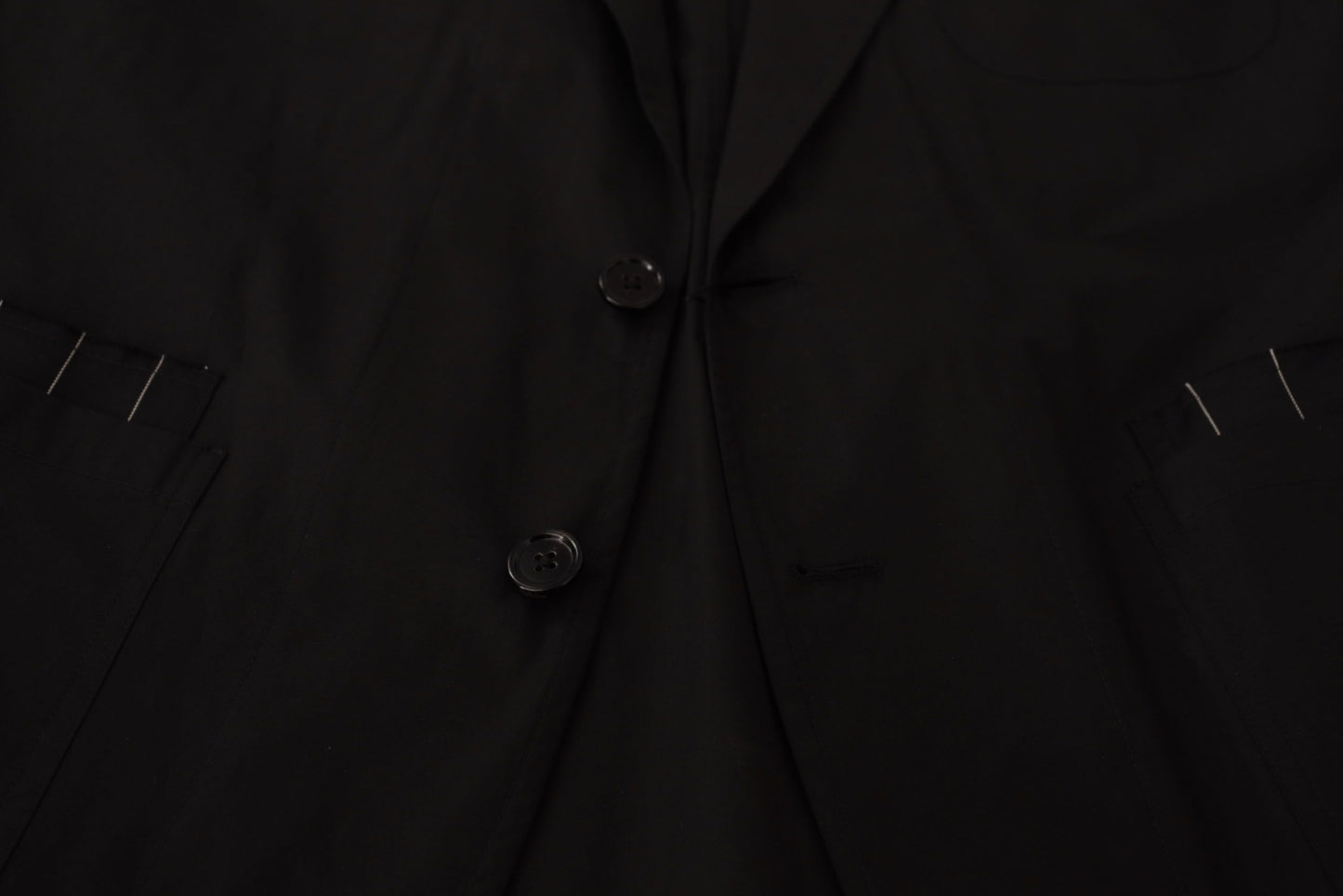 Black Cotton Single Breasted Blazer Jacket