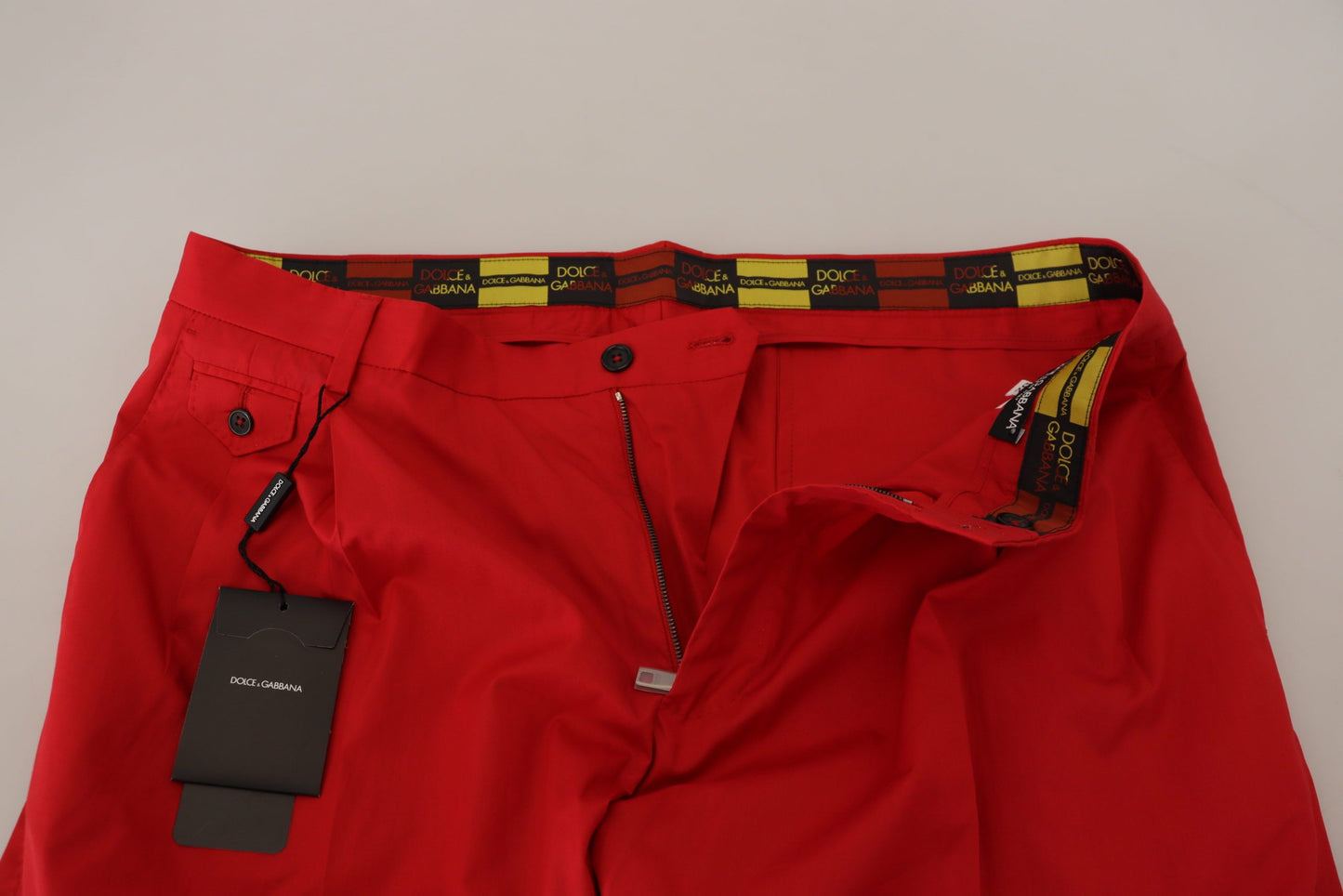 Red Cotton Slim Fit Trousers Chinos Pants
