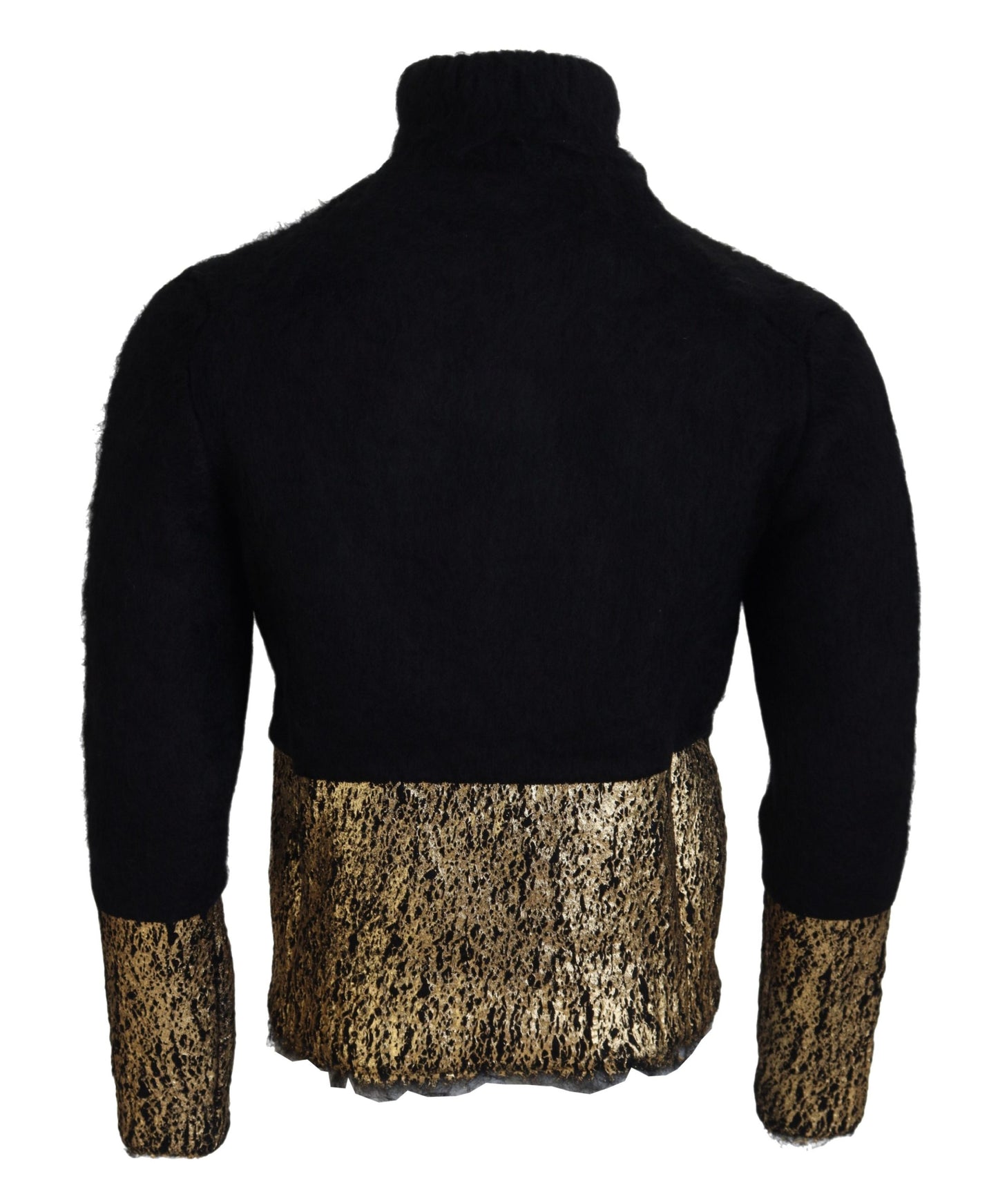 Black Gold Turtleneck Mohair Pullover Mens Sweater