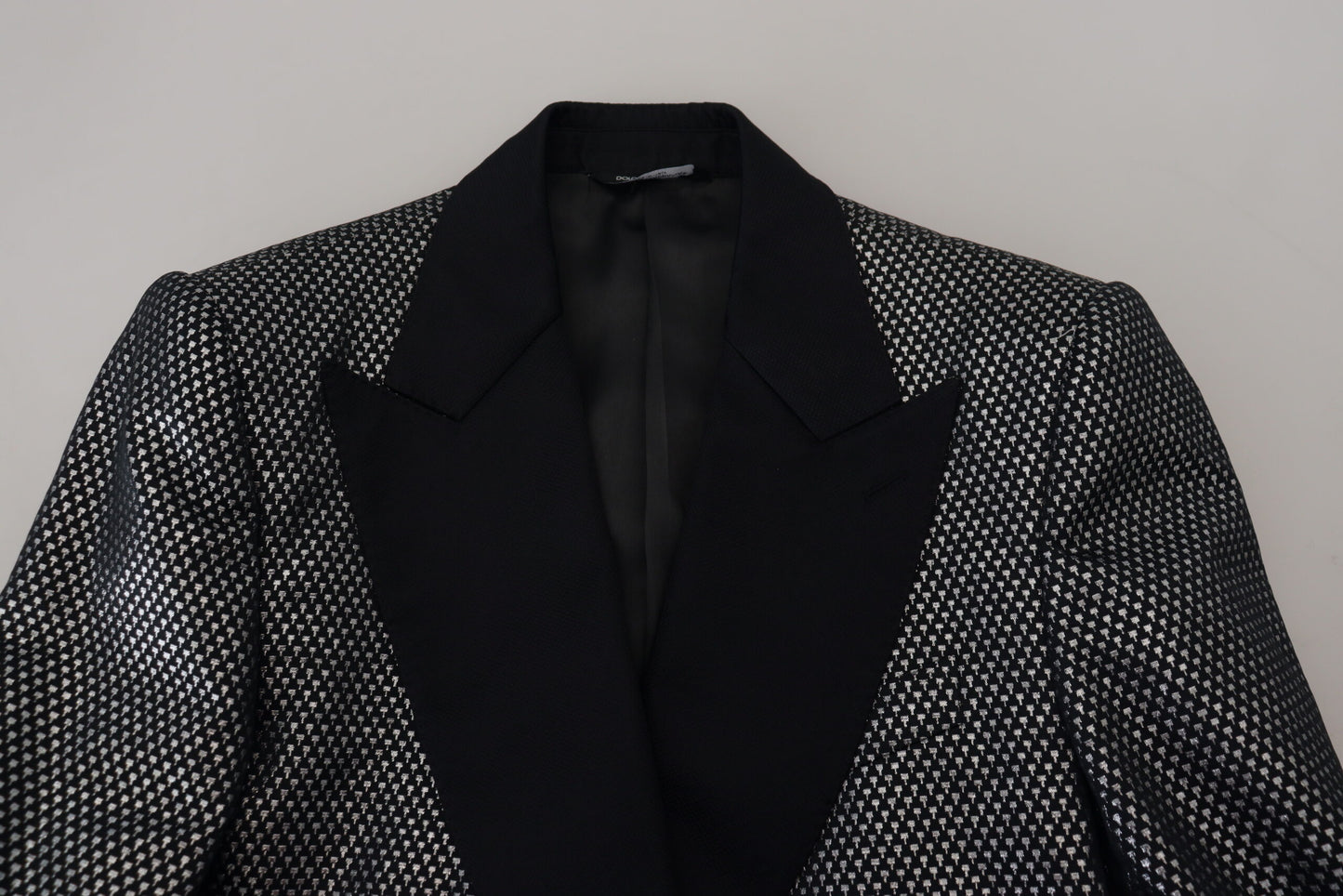 Black Silver Jacquard Slim Fit Jacket Blazer