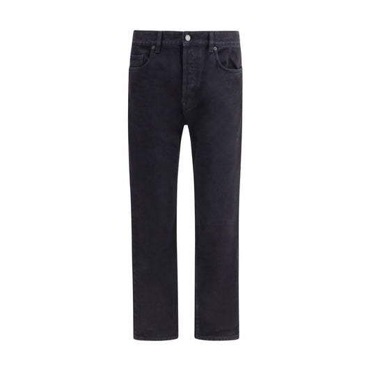 Black Cotton Straight-Leg Jeans
