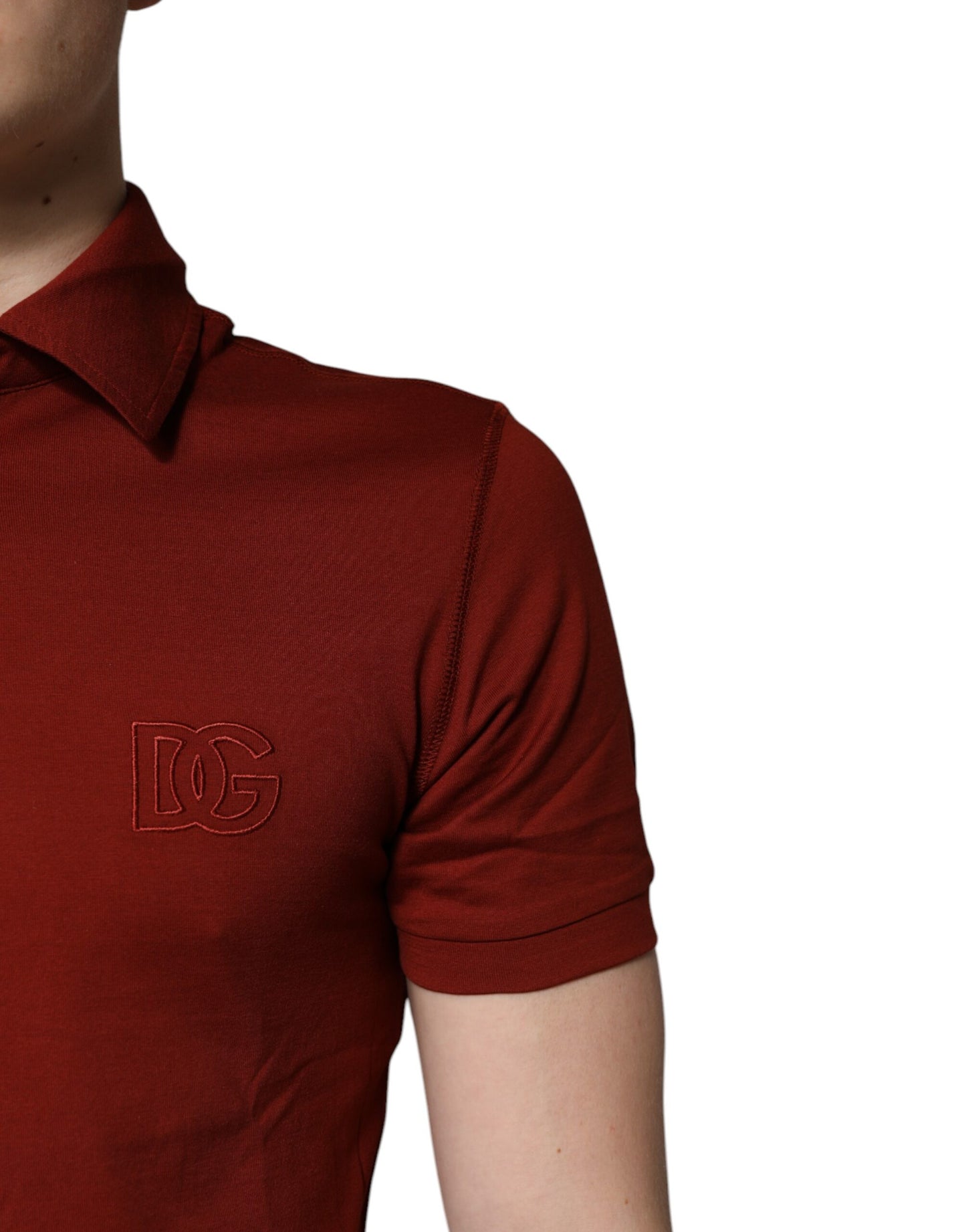 Red Cotton DG Logo Collared Men Polo T-shirt