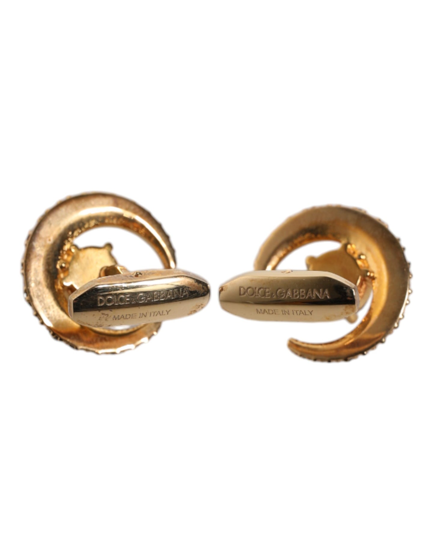 Brass Gold Black Crystal Luna Cufflink