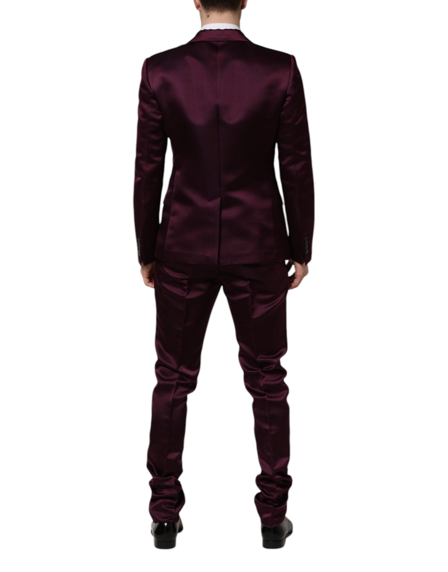 Dark Purple Silk 3Piece Single Breasted Suit