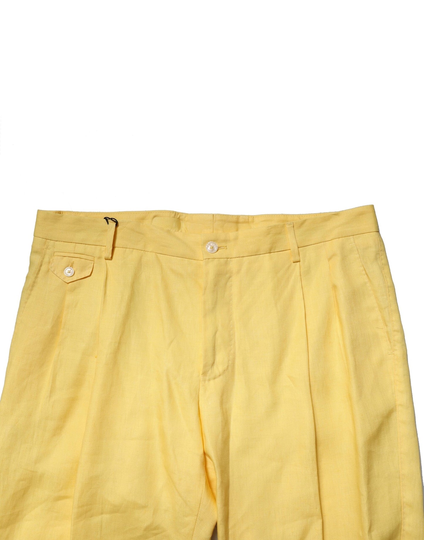 Yellow Flax Tapered Dress Men Pants