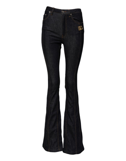 Black Cotton Mid Waist Bootcut Denim Jeans
