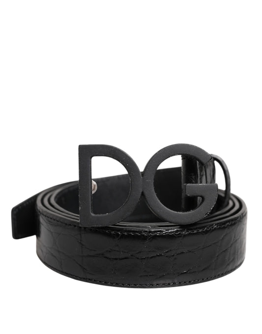 Black Leather Classic Metal DG Buckle Belt