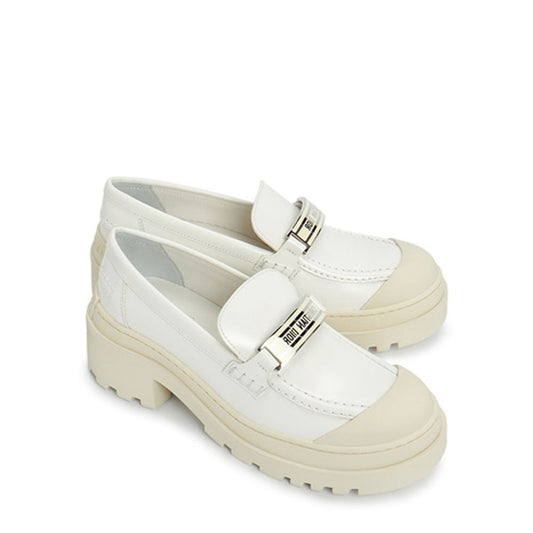 White Calfskin Platform Loafers