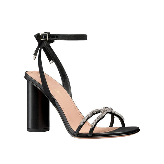 Black Calfskin Stiletto Heel Sandals