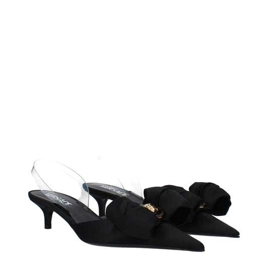 Black Satin Sandals