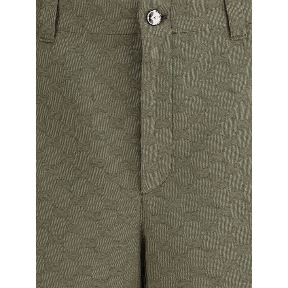 Green Cotton Bermuda Shorts