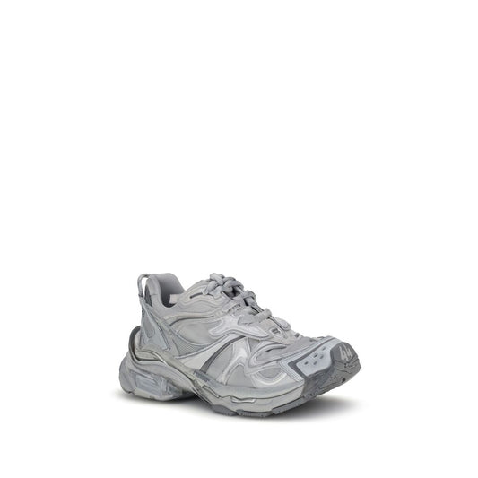 Gray Polyester Platform Sneakers