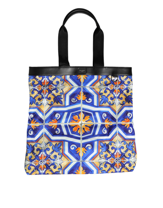 Multicolor Maiolica Print Tote Shoulder Strap Bag