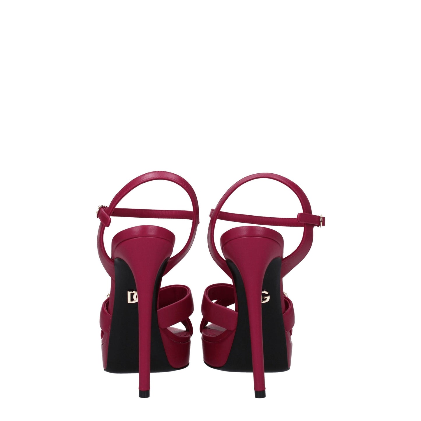 Pink Leather Platform Sandals