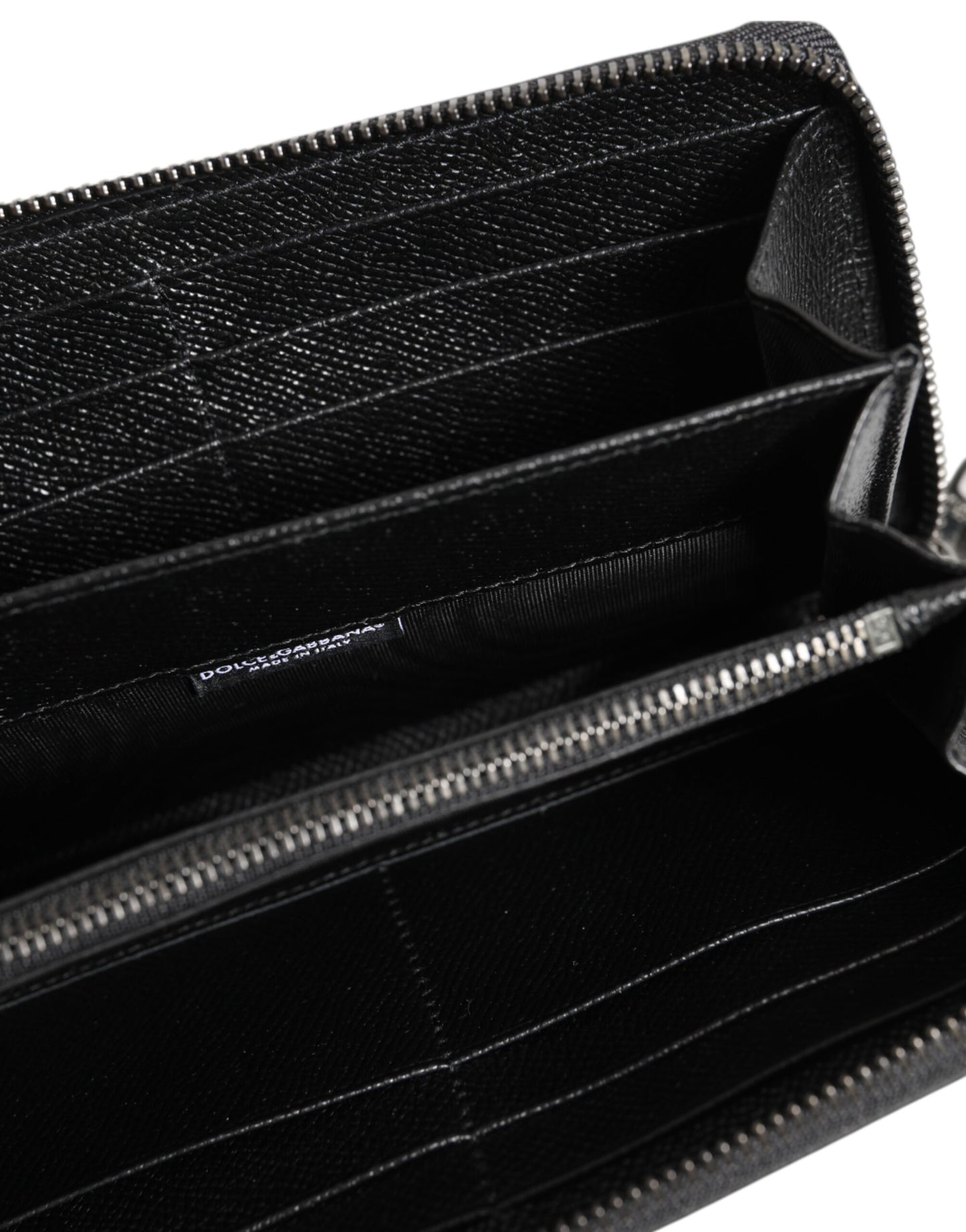 Black Leather #DGFAMILY Zipper Continental Mens Wallet