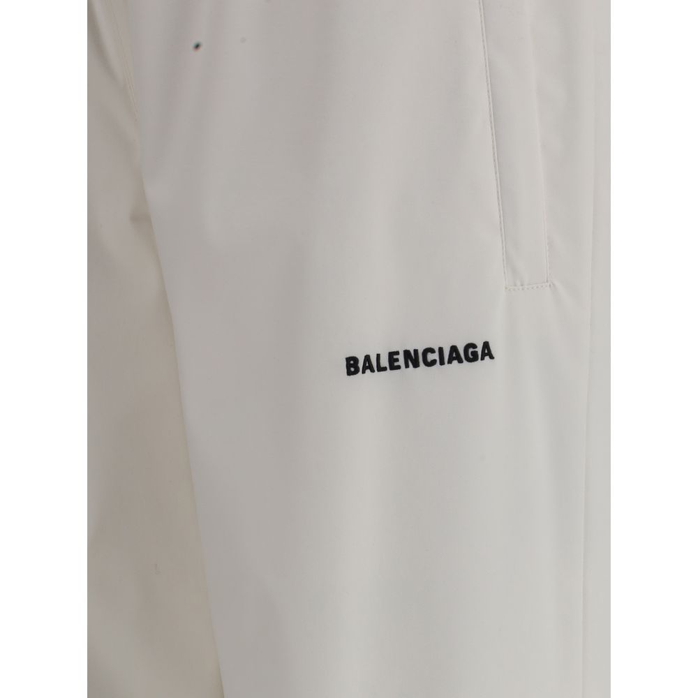 White Polyester Joggers (Workout Pants)
