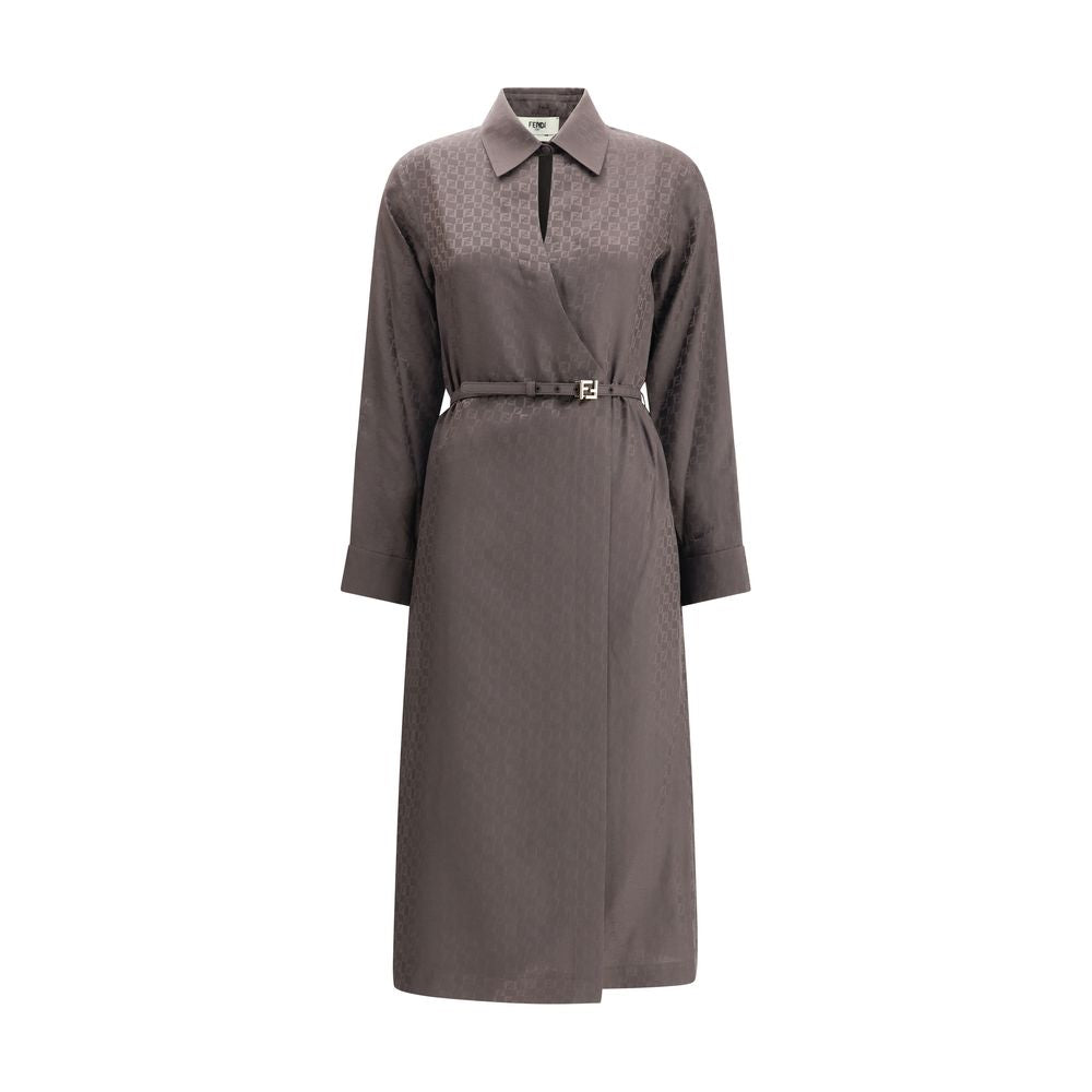 Brown Silk Casual Dress