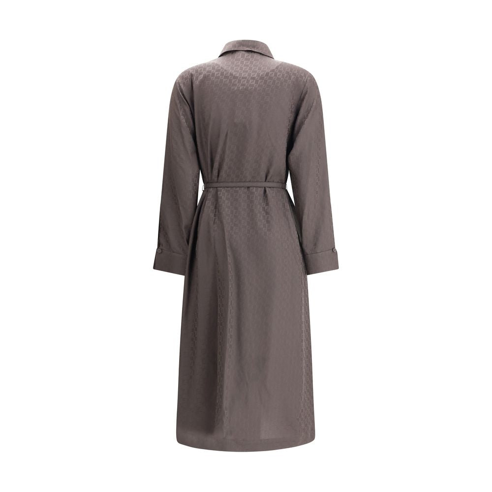Brown Silk Casual Dress