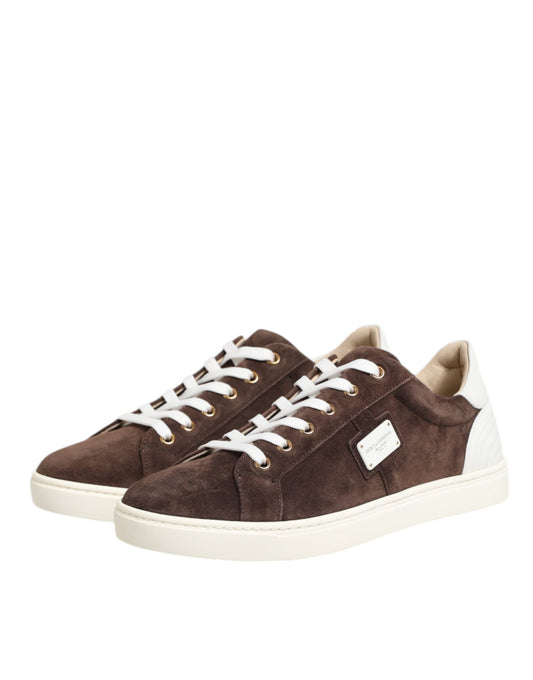 Brown Suede Leather Low Top Men Sneakers Shoes