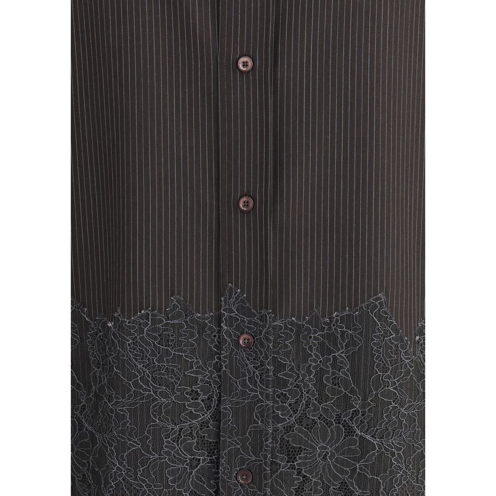 Brown Fleece Wool Pattern Shirt