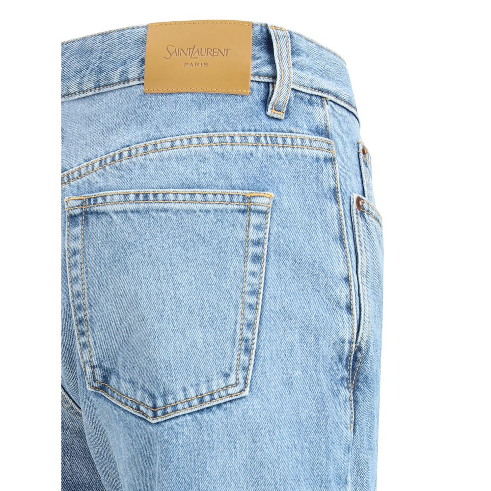 Light Blue Cotton Straight-Leg Jeans