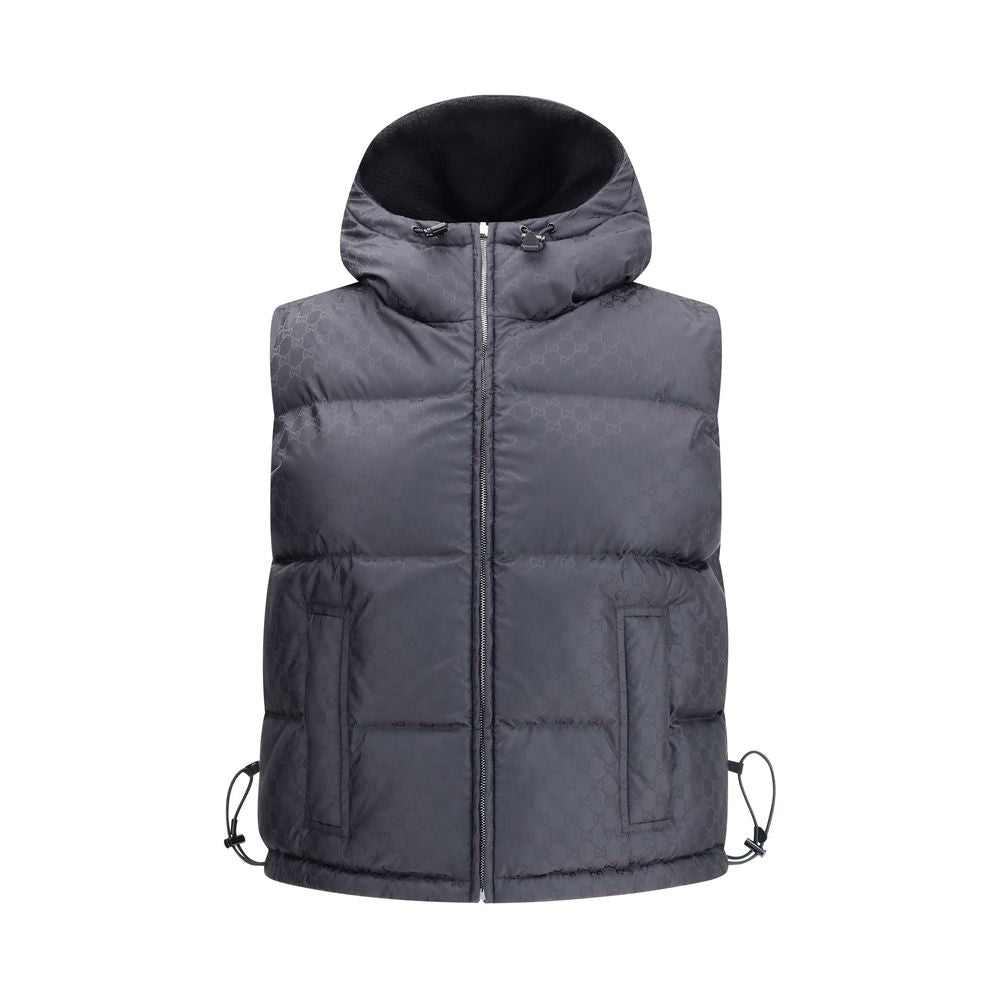 Black Wool Sleveless Jacket