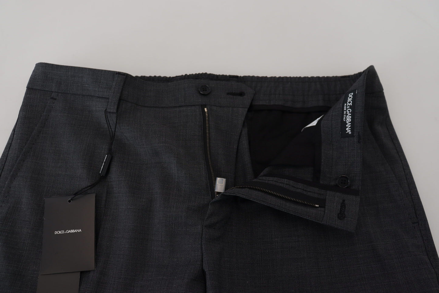 Gray Checked Cargo Trousers Stretch Pants