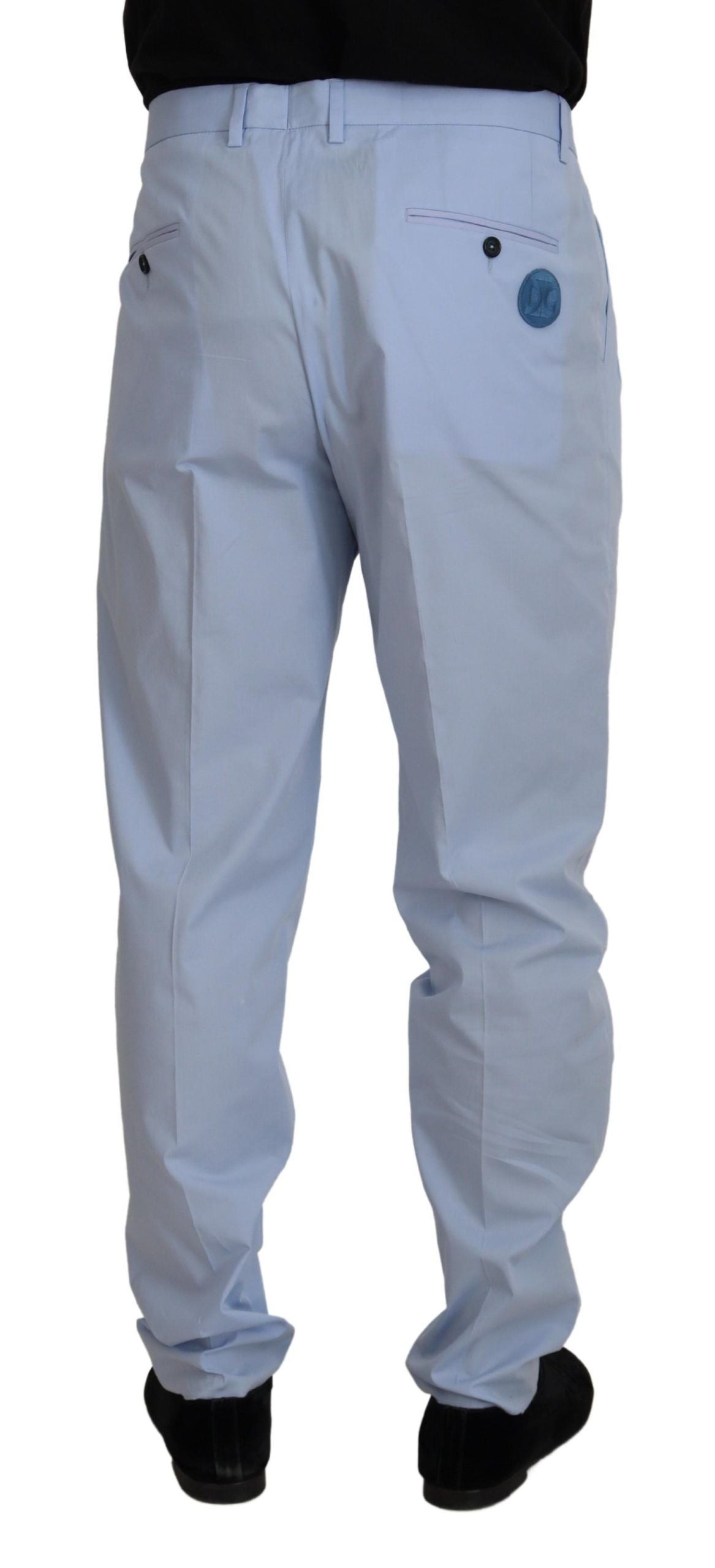 Blue Cotton Stretch Trousers Chinos Pants