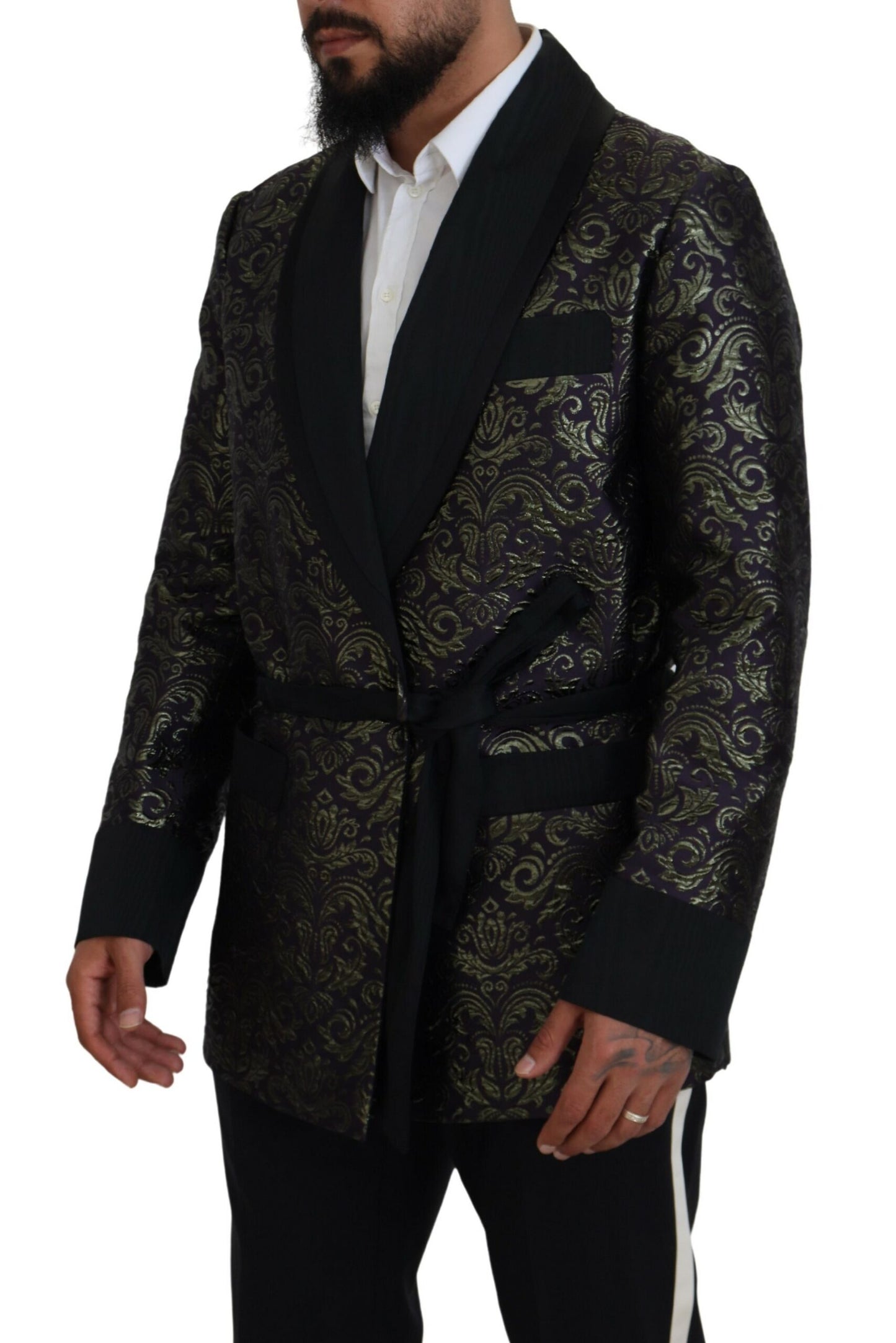 Gold Purple Baroque Jacket Blazer Robe