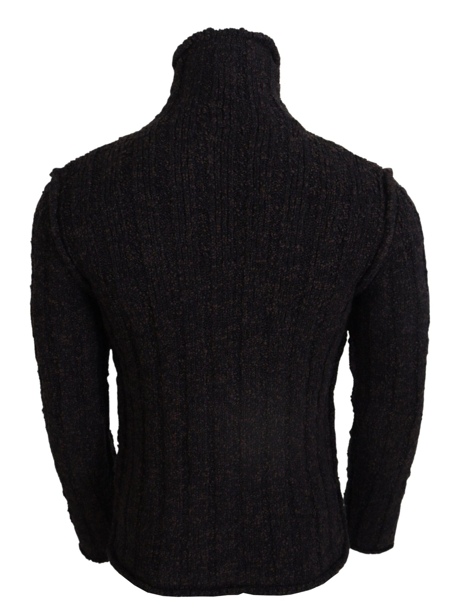 Brown Wool Knit Turtleneck Pullover Sweater