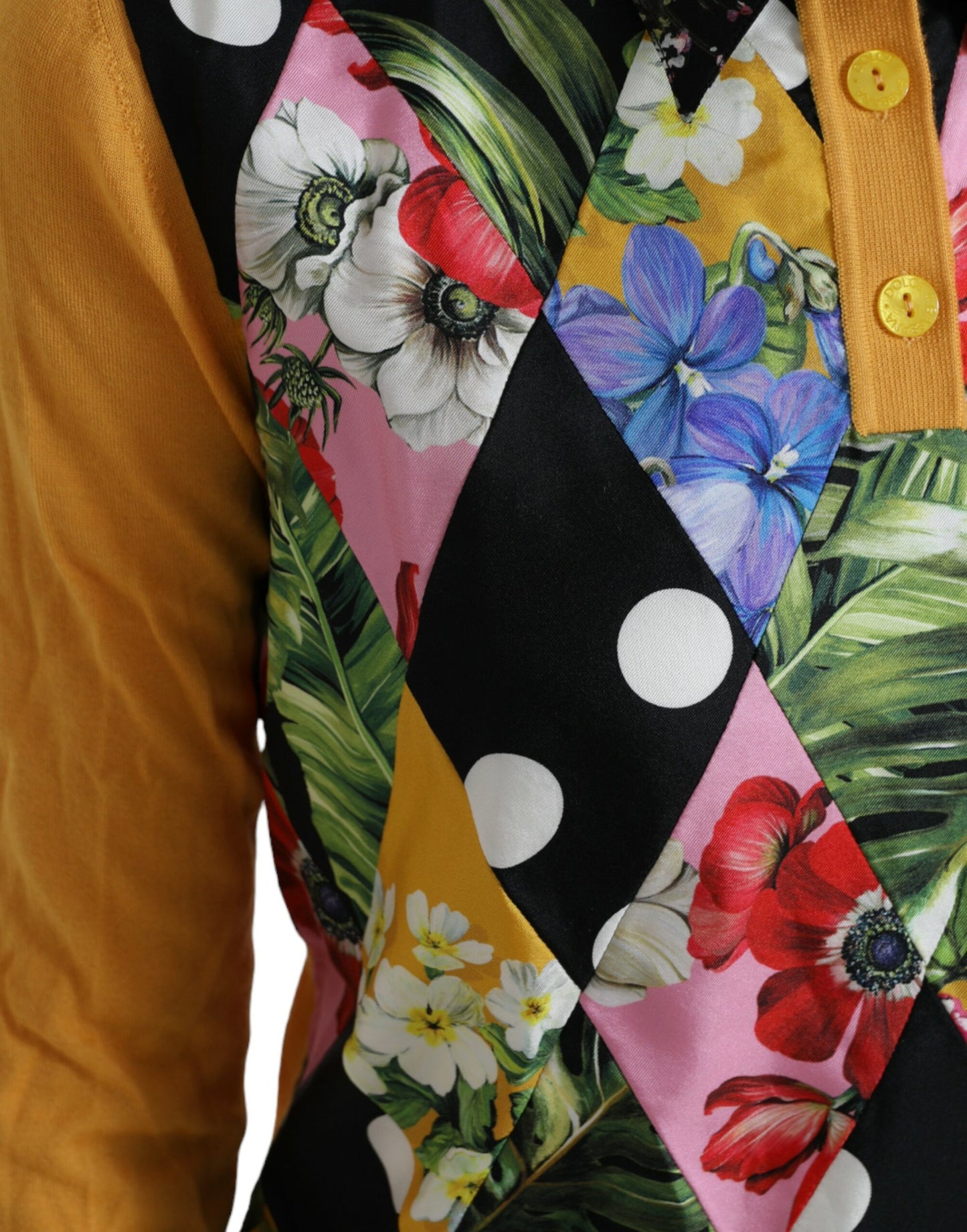 Multicolor Patchwork Cashmere Henley Sweater