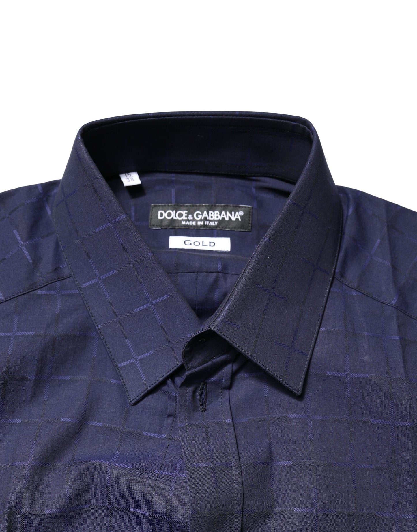 Blue Check Tartan GOLD Formal Dress Shirt
