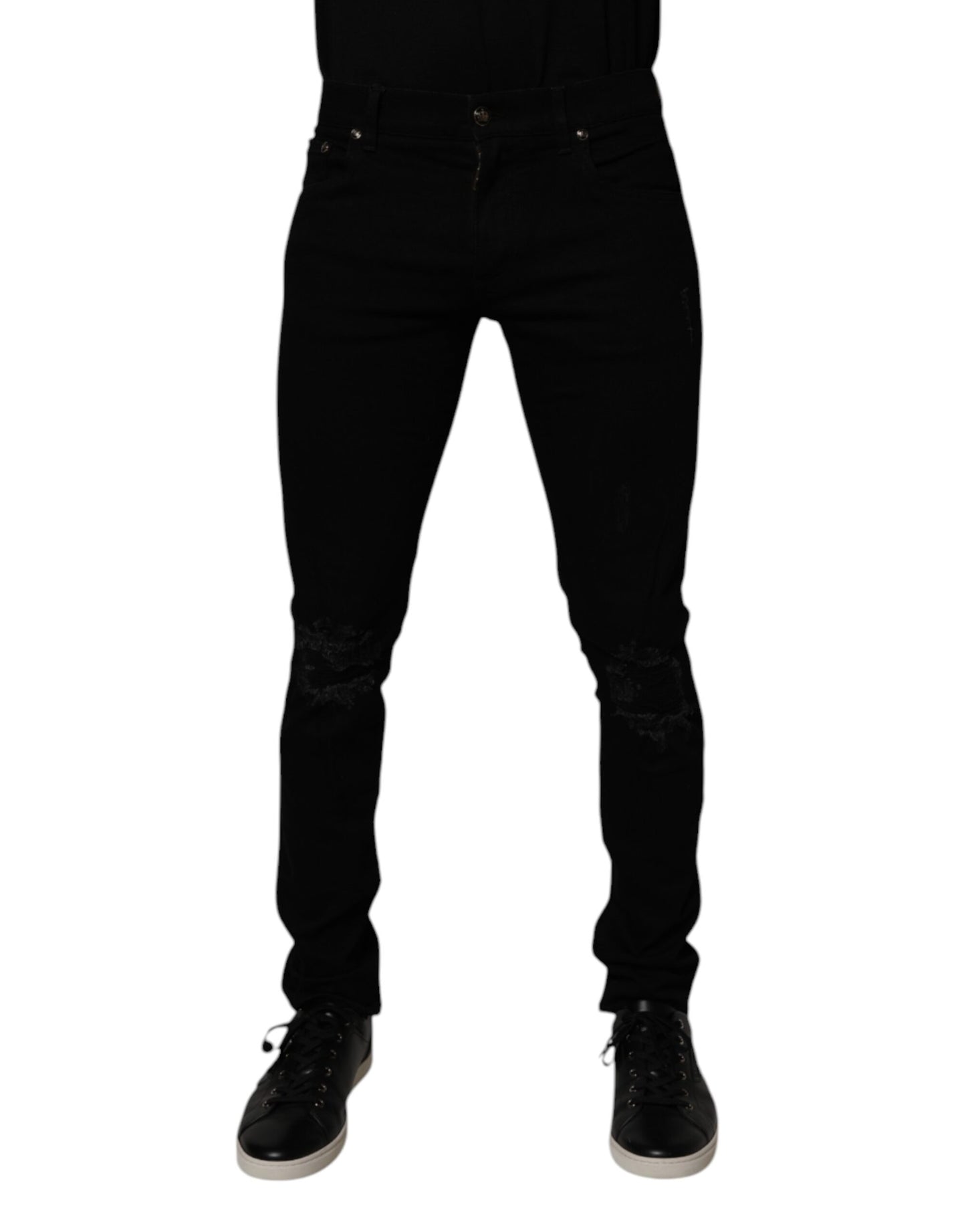 Black Cotton Stretch Skinny Men Denim Jeans