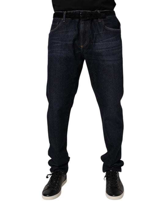 Dark Blue Cotton Stretch Skinny Denim Jeans