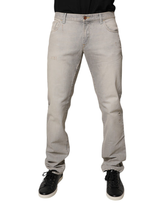 Light Gray Cotton Skinny Denim Jeans