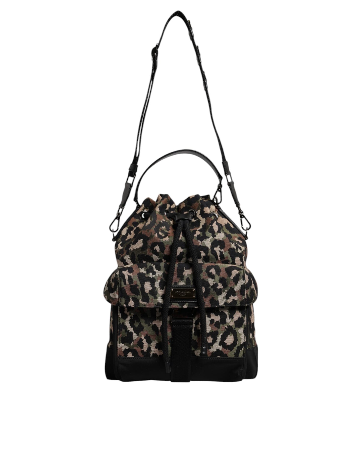 Multicolor Leopard Cotton Shoulder Bucket Bag