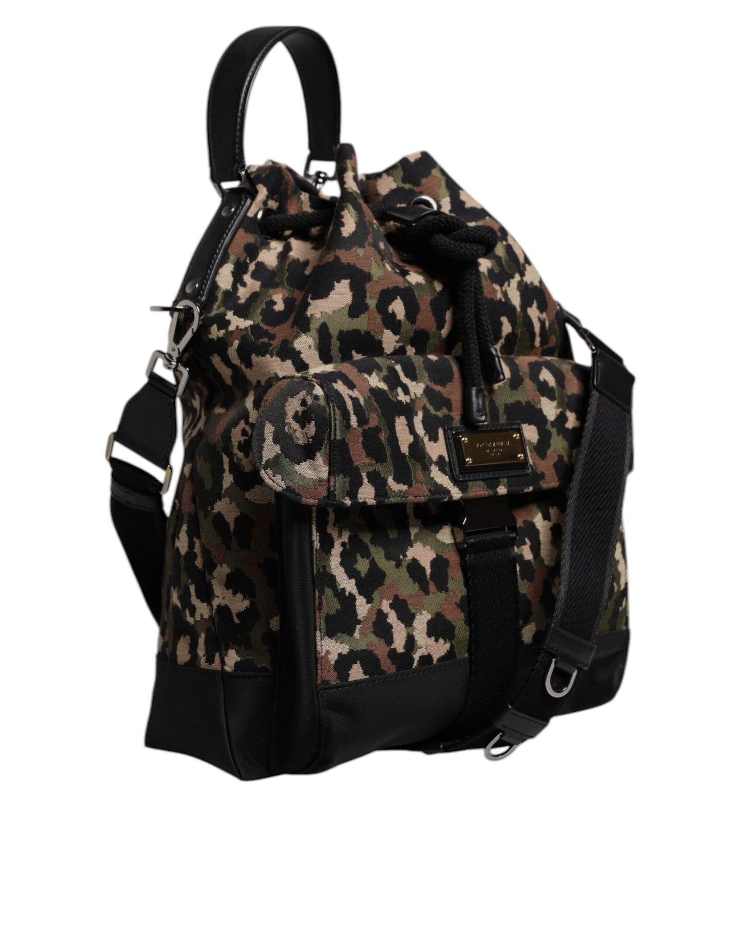 Multicolor Leopard Cotton Shoulder Bucket Bag