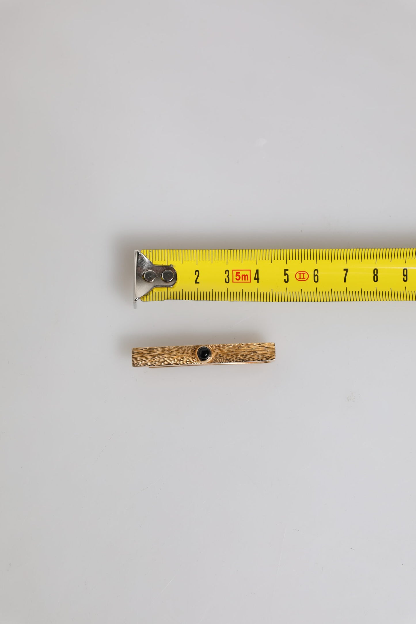 Black Sapphire Gold Tone Brass Tie Clip Bar