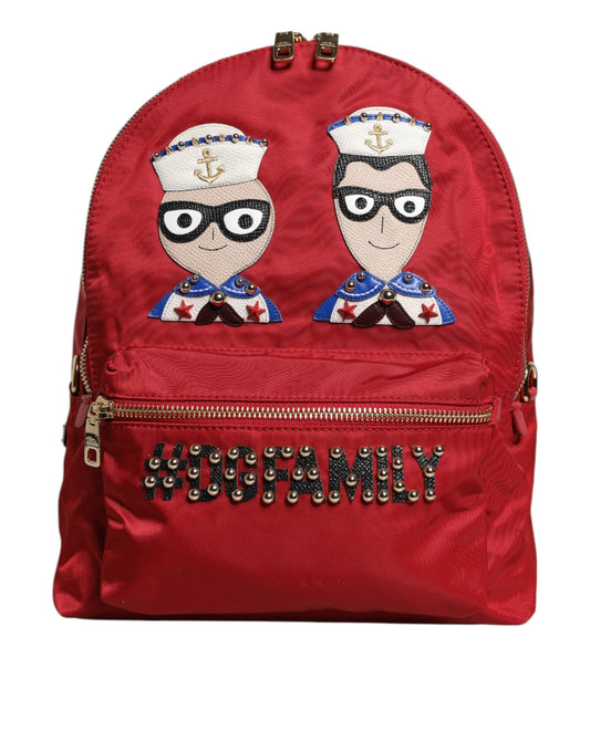 Red #DGFAMILY VULCANO Embellishment Backpack Bag