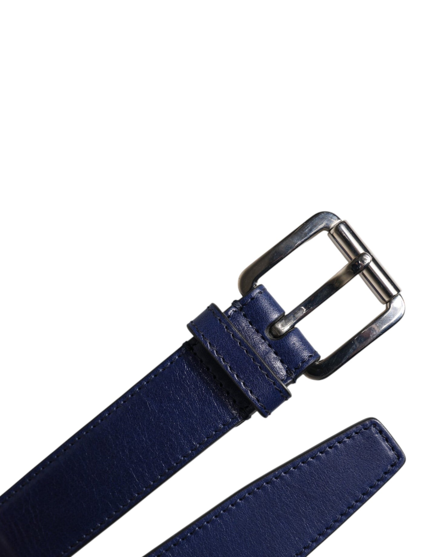 Blue Cotton Leather Printed Metal Buckle Belt
