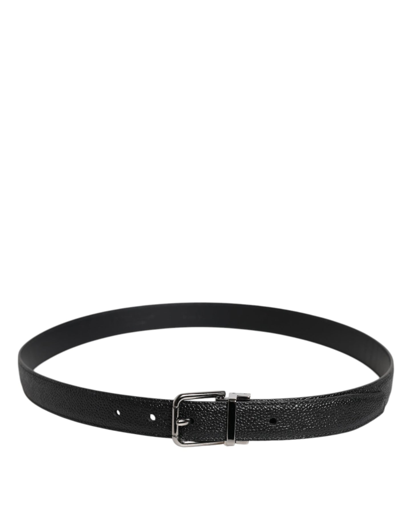 Black Calf Leather Classic Metal Buckle Belt