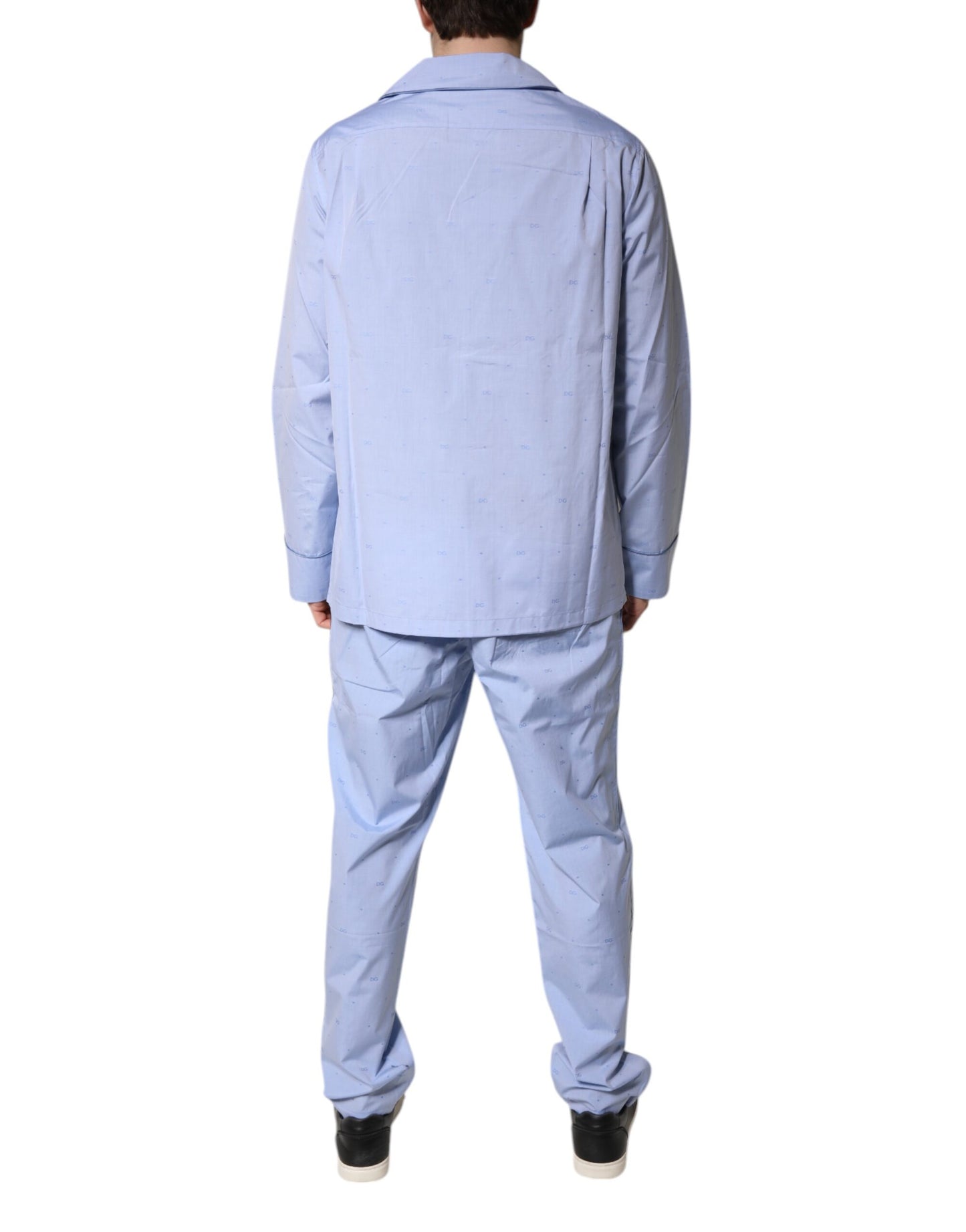 Light Blue DG Logo Cotton Men Pajama Set Sleepwear