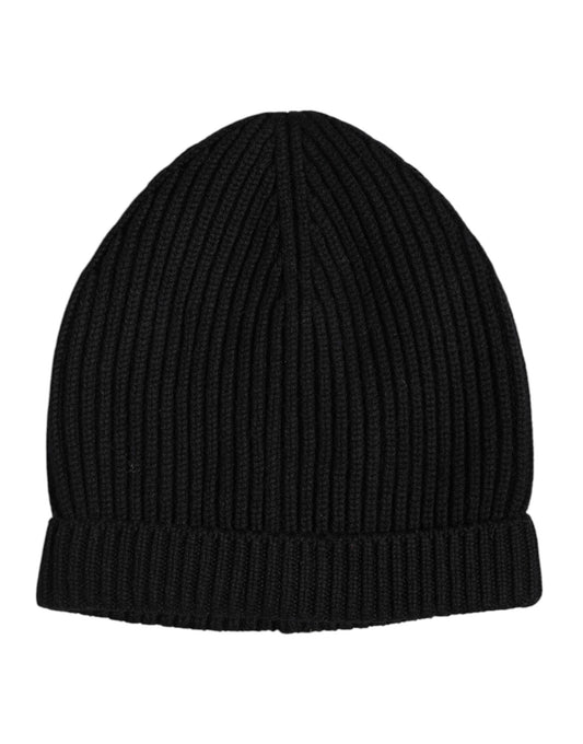 Black Cashmere Knitted Winter Beanie Hat