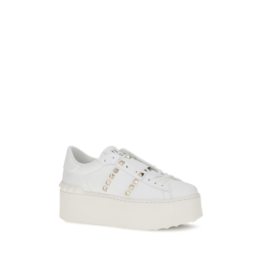 White Calf Leather Bos Taurus Platform Sneakers
