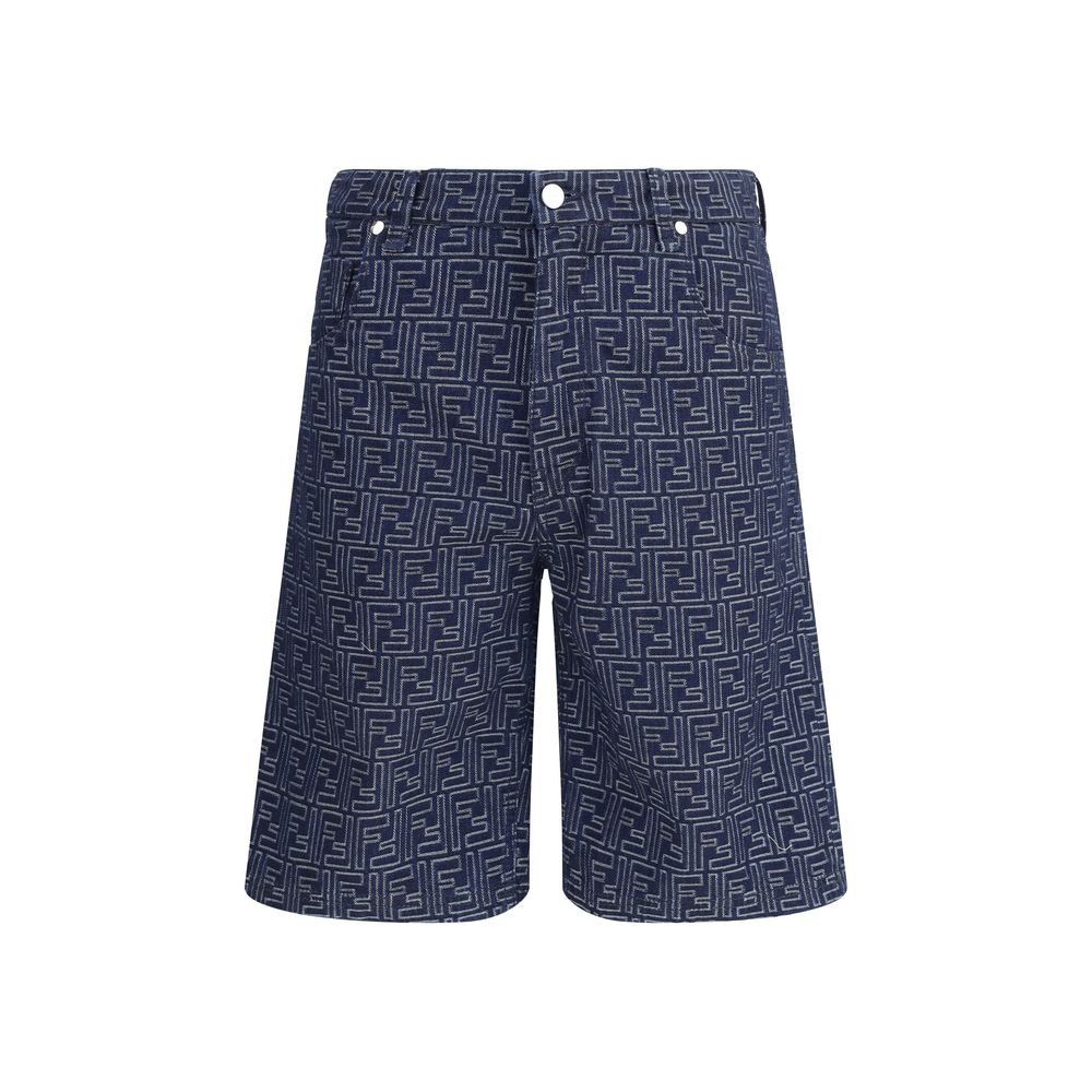 Blue Cotton Bermuda Shorts