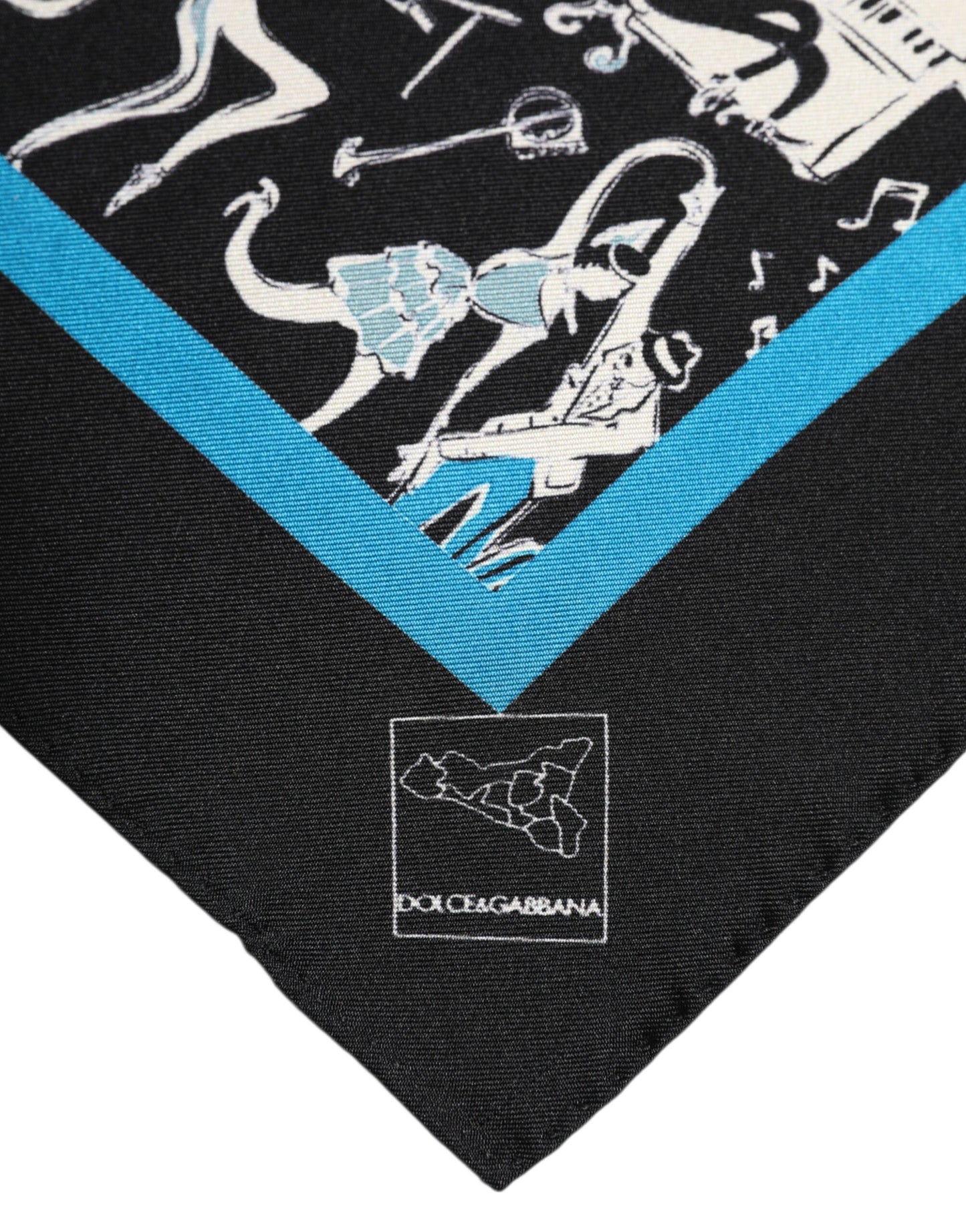 Black Jazz Club Silk Square Men Foulard Scarf