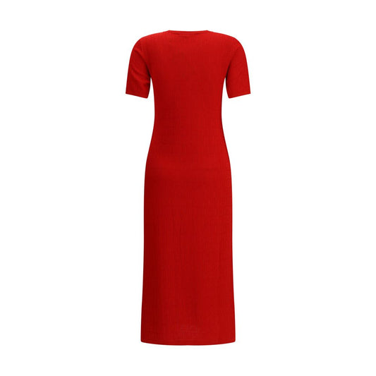 Red Cotton Casual Dress