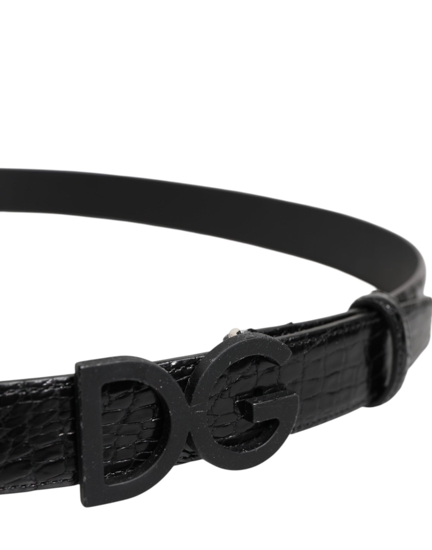 Black Leather Classic Metal DG Buckle Belt