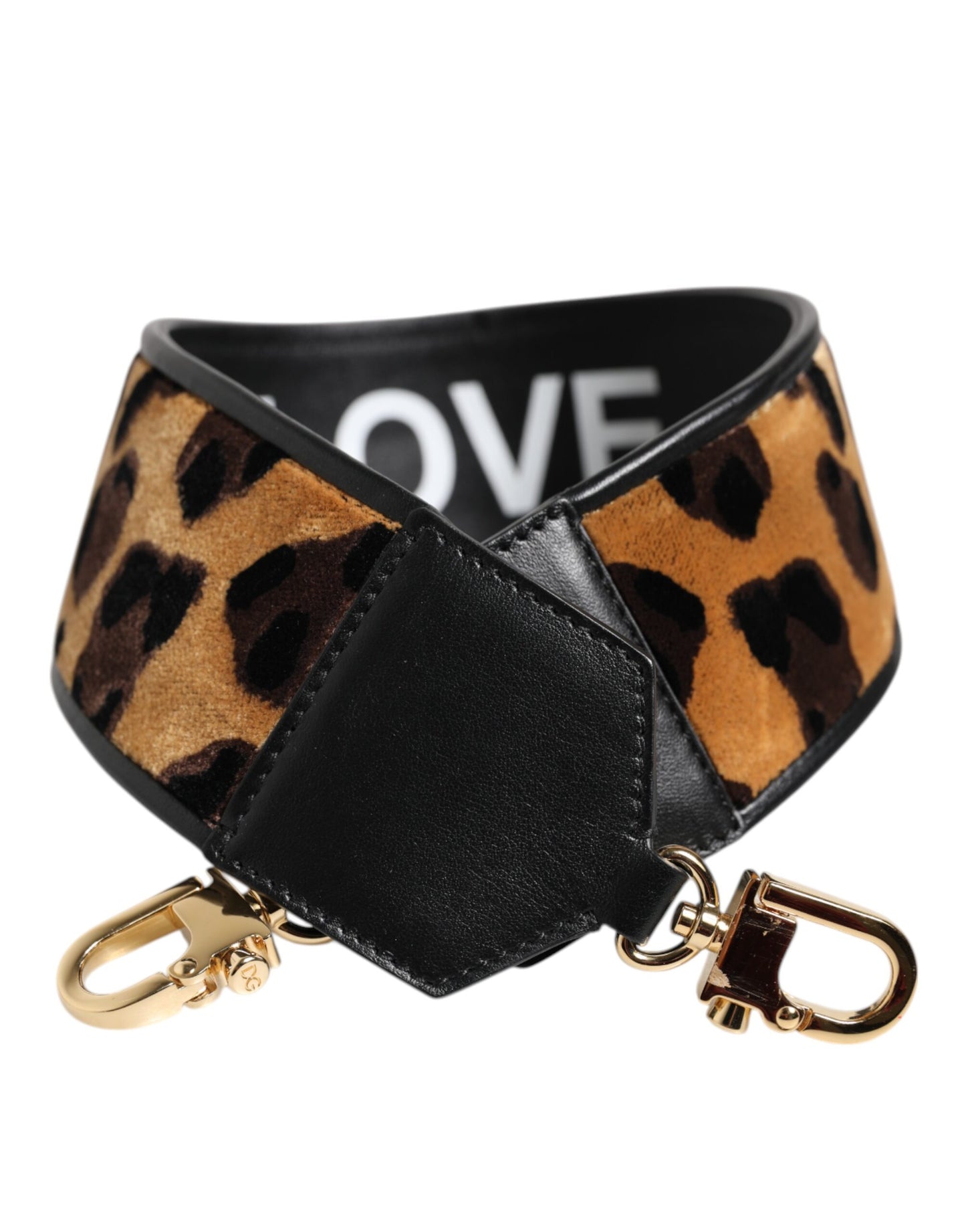 Black Leopard Print Reversible Bag Shoulder Strap